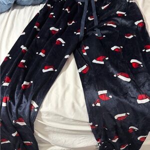 Santa Hat Print Plush Lounge Pants